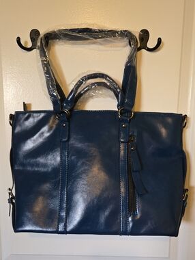 Classic Navy Tote Bag with Top Handles
